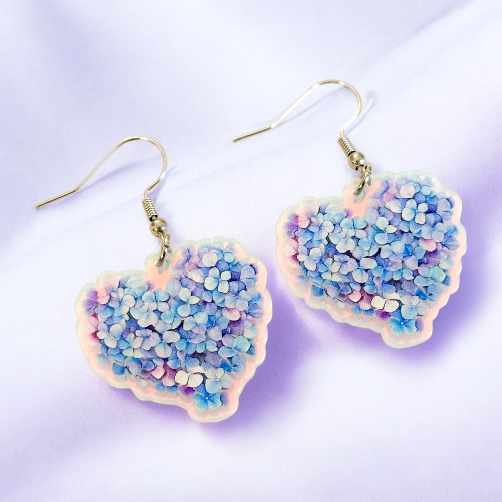 Floral Hydrangea Heart Earrings